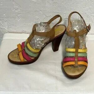Born Riviera Sandals Heels Platform Strappy Multicolor Shoes